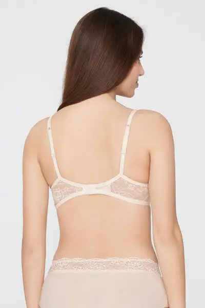 Reggiseno Balconcino Leggermente Imbottito Pizzo Riciclato Wien Donna Avorio miniatura 3
