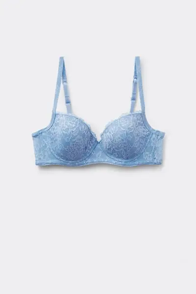 Reggiseno Balconcino Leggermente Imbottito Pizzo Riciclato Wien Donna Azzurro