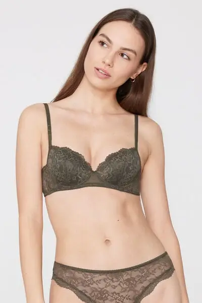 Reggiseno Balconcino Leggermente Imbottito Pizzo Riciclato Wien Donna Verde miniatura 2