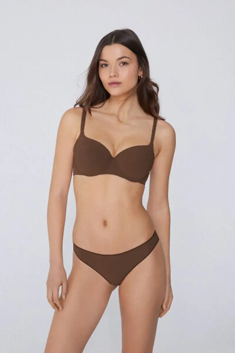Tezenis Reggiseno Balconcino Microfibra Riciclata Full Coverage Prague Donna Marrone Taglia 2C miniatura 3