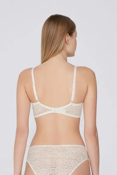 Reggiseno Balconcino Non Imbottito in Pizzo Riciclato Paris Donna Avorio miniatura 3