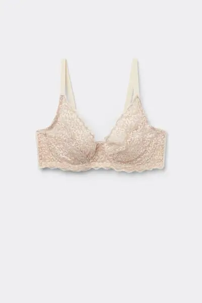 Reggiseno Balconcino Non Imbottito in Pizzo Riciclato Paris Donna Avorio