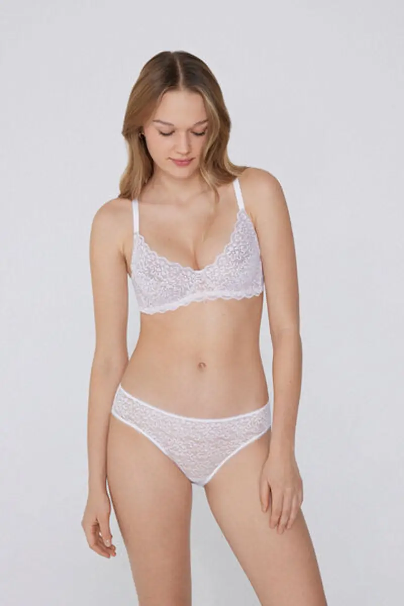 Tezenis Reggiseno Balconcino Non Imbottito in Pizzo Riciclato Paris Donna Bianco Taglia 3D miniatura 3