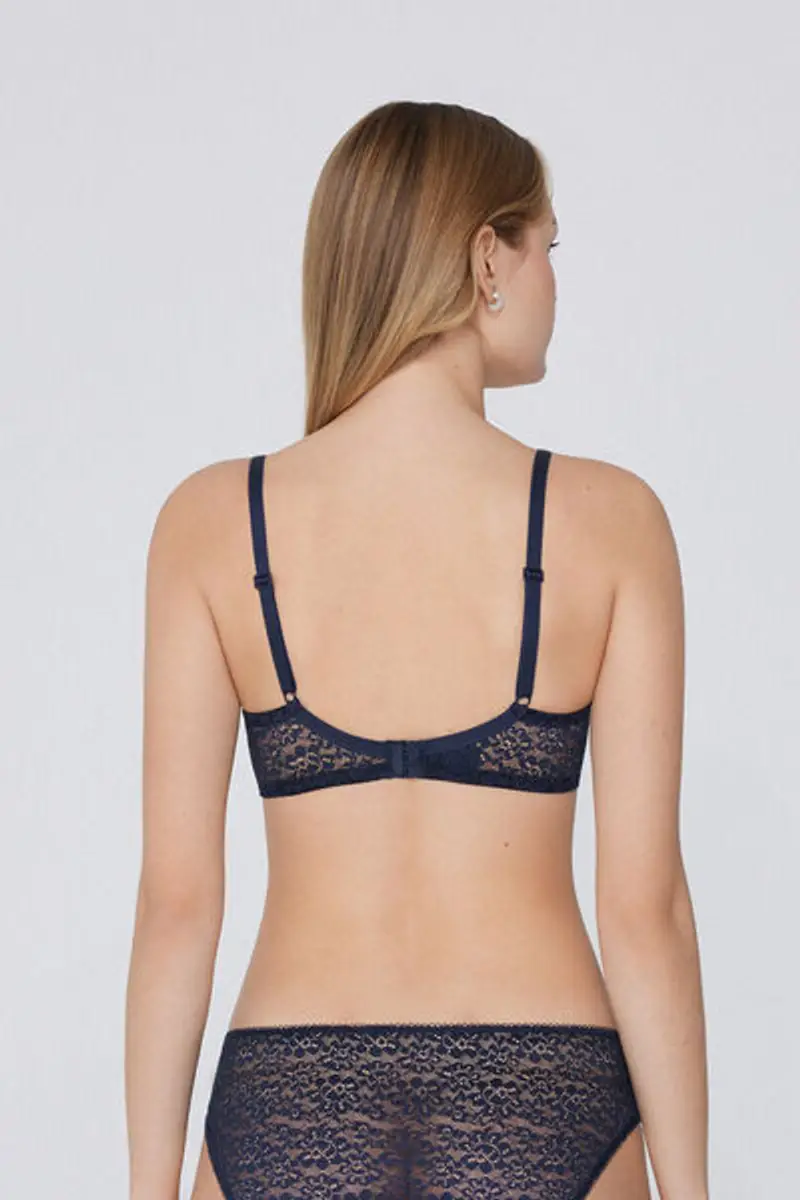 Tezenis Reggiseno Balconcino Non Imbottito in Pizzo Riciclato Paris Donna Blu Taglia 2B miniatura 2