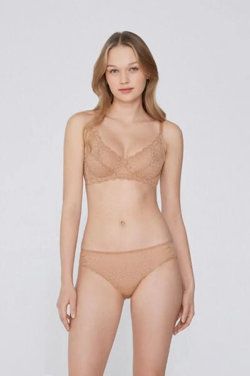 Tezenis Reggiseno Balconcino Non Imbottito in Pizzo Riciclato Paris Donna Naturale Taglia 2B miniatura 3