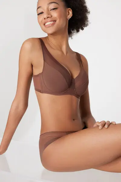 Reggiseno Balconcino Paris Essential Tulle Donna Marrone miniatura 2