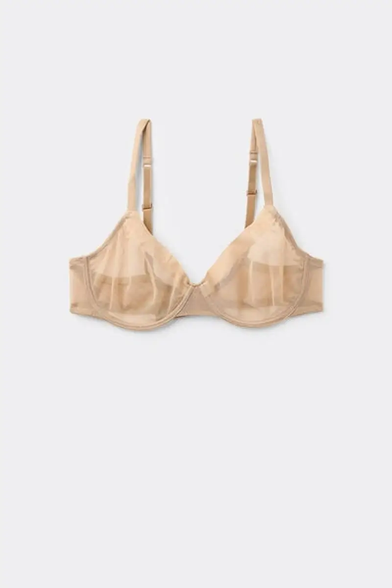 Tezenis Reggiseno Balconcino Paris Essential Tulle Donna Naturale Taglia 2B