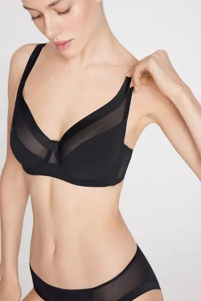 Reggiseno Balconcino Paris Essential Tulle Donna Nero miniatura 3