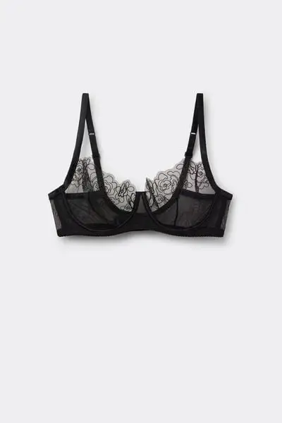 Reggiseno Balconcino Paris Fleur Noir Donna Nero
