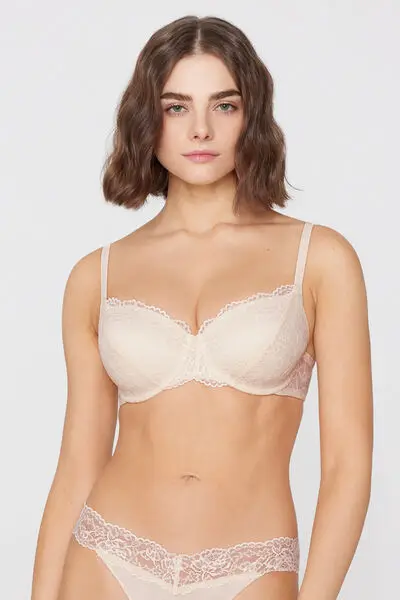 Reggiseno Balconcino Pizzo Riciclato Full Coverage Prague Donna Avorio miniatura 2