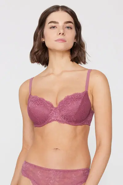 Tezenis Reggiseno Balconcino Pizzo Riciclato Rosa Donna miniatura 2