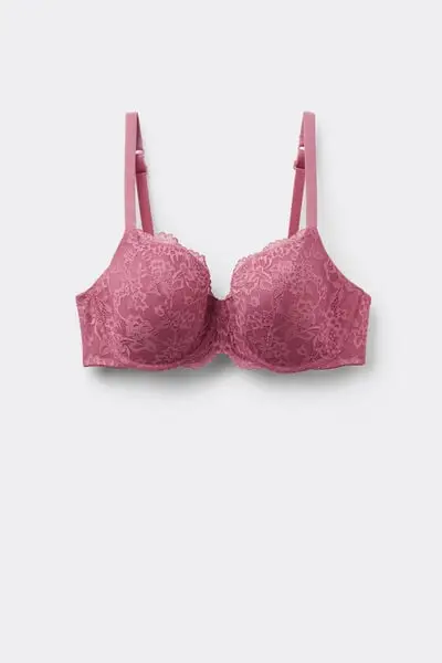 Tezenis Reggiseno Balconcino Pizzo Riciclato Rosa Donna