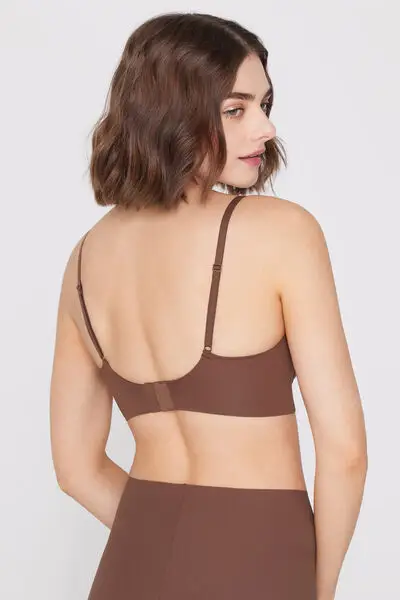 Reggiseno Balconcino Taglio Vivo Natural Lifting Donna Marrone miniatura 3