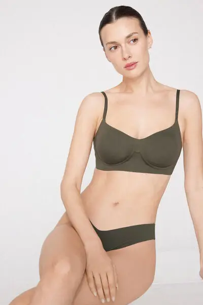 Reggiseno Balconcino Taglio Vivo Natural Lifting Donna Verde miniatura 2
