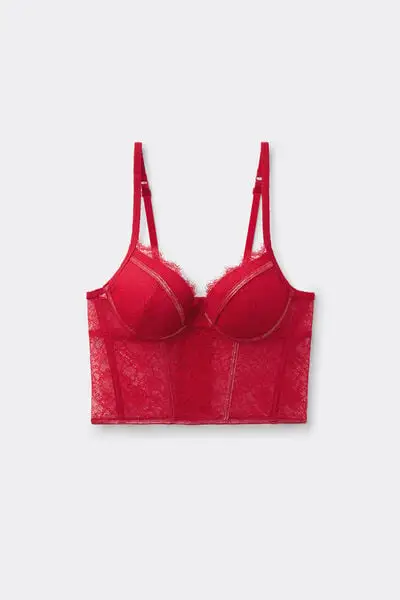 Reggiseno Bra Top Push-Up Gold Details Donna Rosso