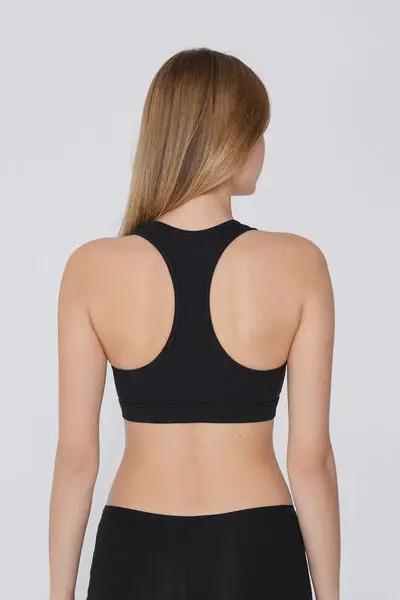 Reggiseno Brassiere Scollo Americana in Cotone Elasticizzato Donna Nero miniatura 3