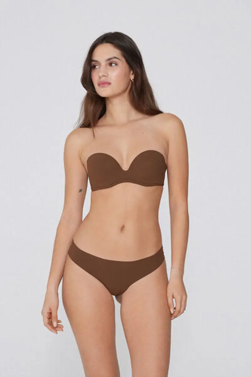 Tezenis Reggiseno Fascia Imbottita in Microfibra Riciclata New York Donna Marrone Taglia 1B miniatura 3