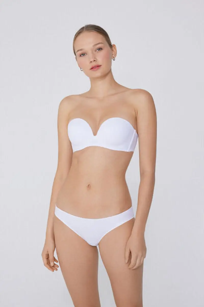 Tezenis Reggiseno Fascia Imbottita Scollata Microfibra Riciclata Donna Bianco Taglia 1B miniatura 3