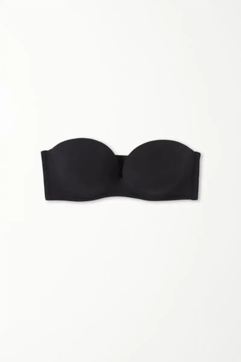 Tezenis Reggiseno Fascia Imbottita Scollata Microfibra Riciclata Donna Nero Taglia 1B