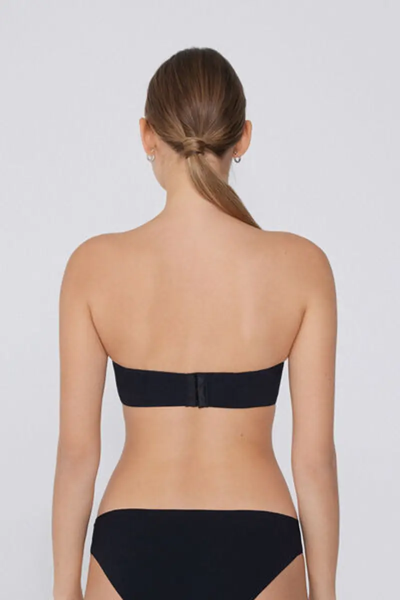 Tezenis Reggiseno Fascia Imbottita Scollata Microfibra Riciclata Donna Nero Taglia 1B miniatura 2