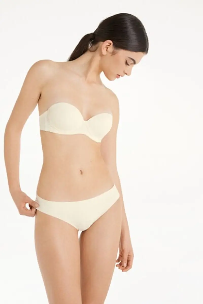 Tezenis Reggiseno Fascia Super Imbottito Madrid in Microfibra Riciclata Donna Avorio Taglia 1B miniatura 3