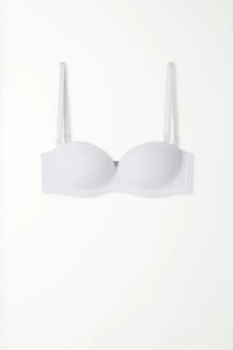 Tezenis Reggiseno Fascia Super Imbottito Madrid in Microfibra Riciclata Donna Bianco Taglia 3B