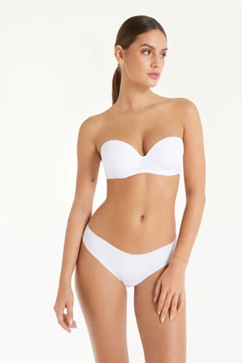 Tezenis Reggiseno Fascia Super Imbottito Madrid in Microfibra Riciclata Donna Bianco Taglia 3B miniatura 3