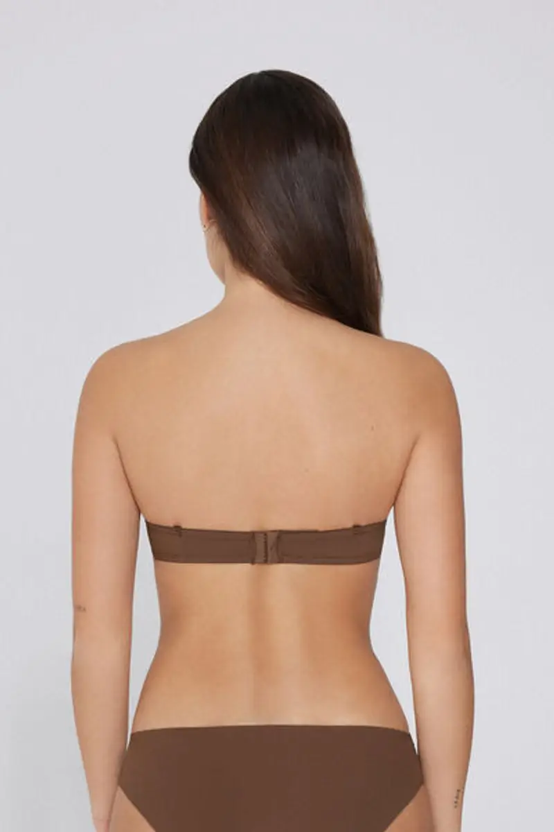 Tezenis Reggiseno Fascia Super Imbottito Madrid in Microfibra Riciclata Donna Marrone Taglia 2B miniatura 2