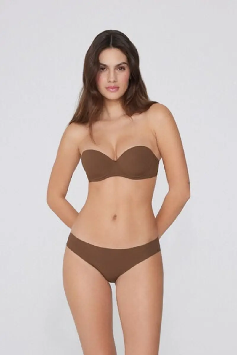 Tezenis Reggiseno Fascia Super Imbottito Madrid in Microfibra Riciclata Donna Marrone Taglia 2B miniatura 3