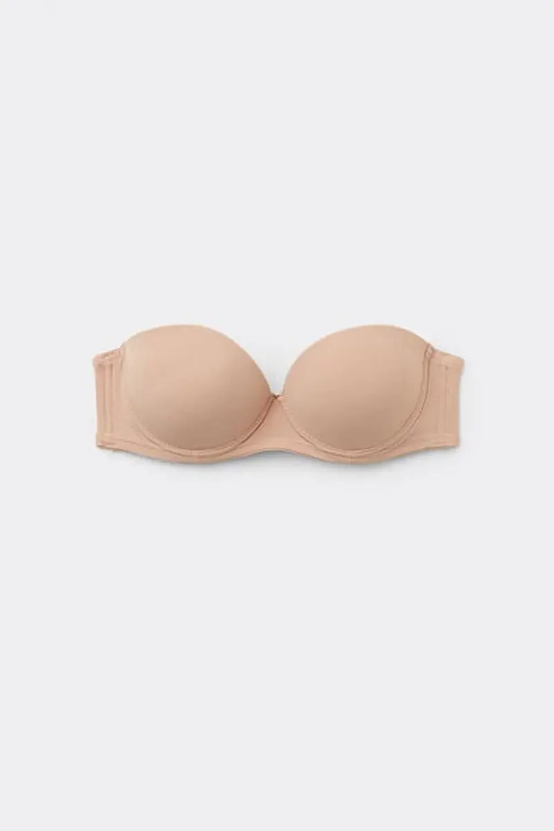 Tezenis Reggiseno Fascia Super Imbottito Madrid in Microfibra Riciclata Donna Naturale Taglia 1B