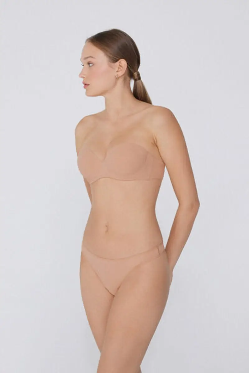 Tezenis Reggiseno Fascia Super Imbottito Madrid in Microfibra Riciclata Donna Naturale Taglia 1B miniatura 3