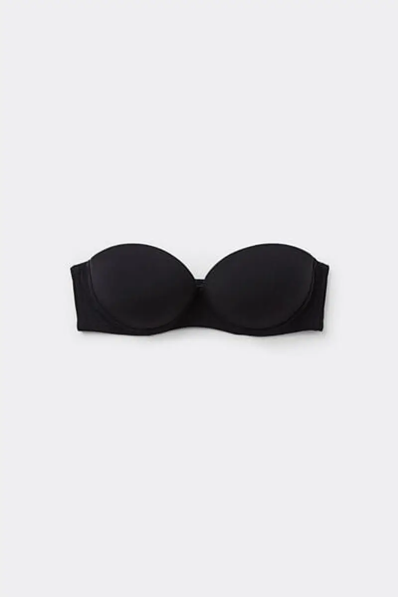 Tezenis Reggiseno Fascia Super Imbottito Madrid in Microfibra Riciclata Donna Nero Taglia 3C