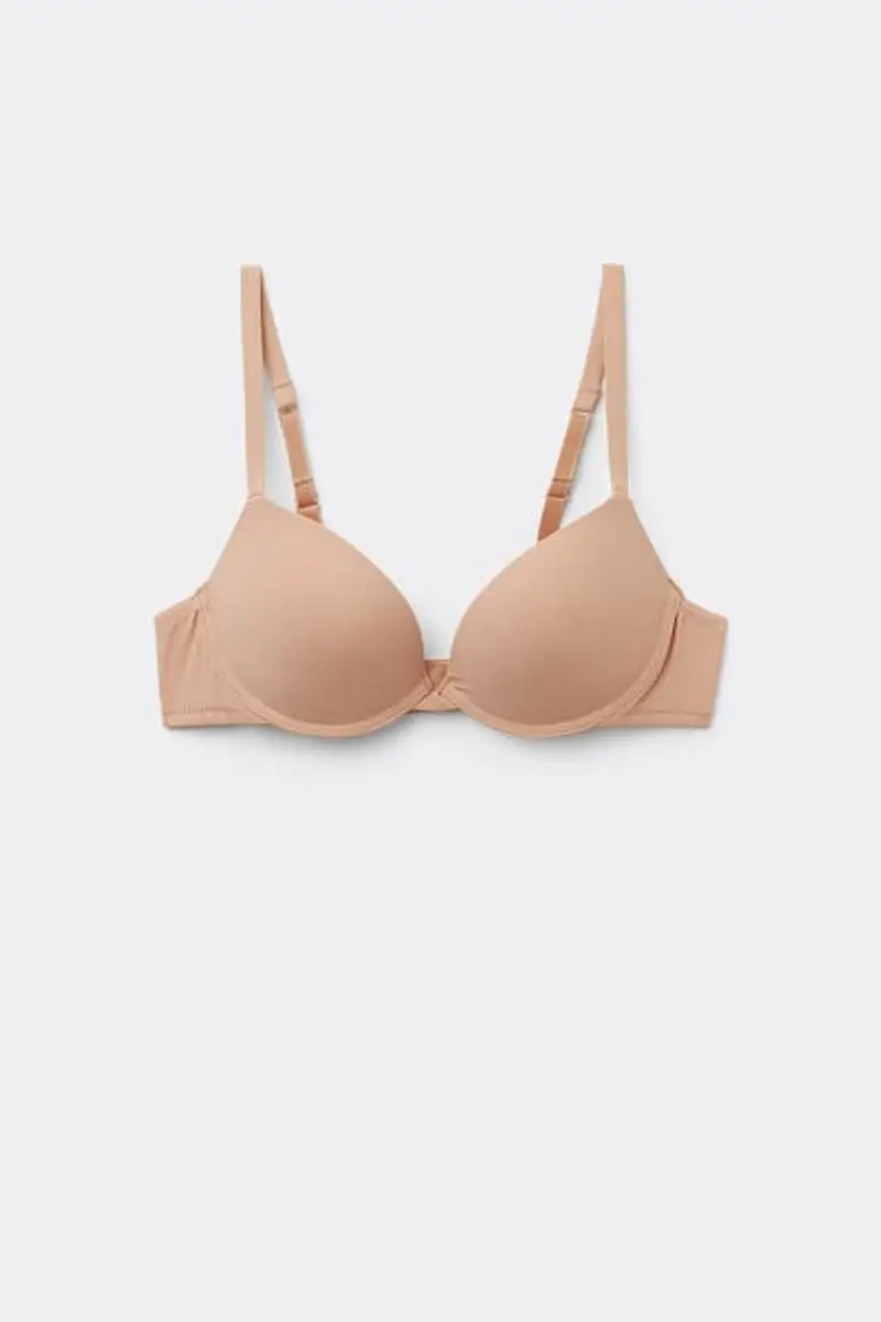 Tezenis Reggiseno Push-up Imbottito in Microfibra Riciclata Venice Donna Naturale Taglia 1B