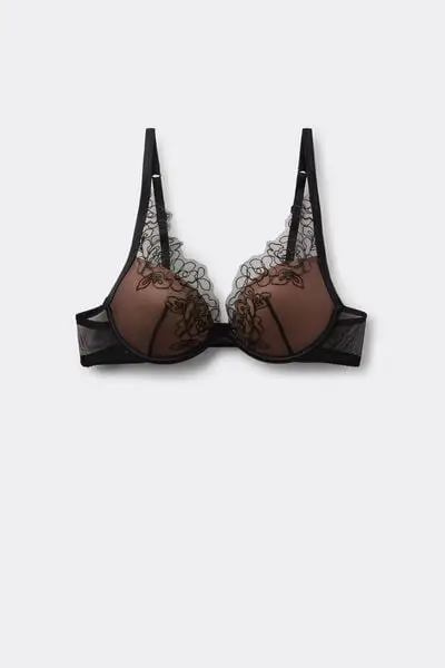 Reggiseno Push-Up Imbottito Venice Fleur Noir Donna Nero