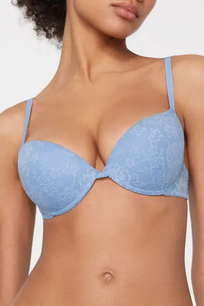 Reggiseno Super Push-up in Pizzo Riciclato Los Angeles Donna Azzurro miniatura 3