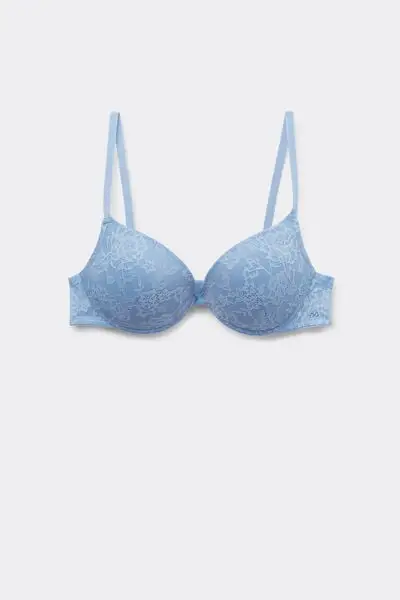 Reggiseno Super Push-up in Pizzo Riciclato Los Angeles Donna Azzurro