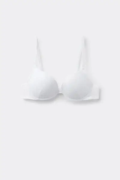 Reggiseno Super Push-up in Pizzo Riciclato Los Angeles Donna Bianco