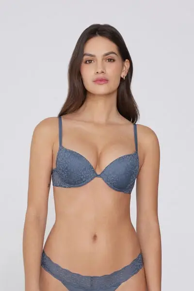 Reggiseno Super Push-up in Pizzo Riciclato Los Angeles Donna Blu miniatura 2
