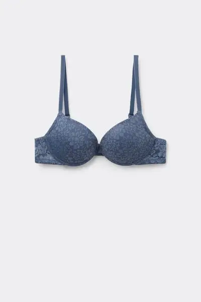 Reggiseno Super Push-up in Pizzo Riciclato Los Angeles Donna Blu
