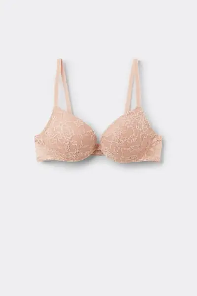 Reggiseno Super Push-up in Pizzo Riciclato Los Angeles Donna Naturale