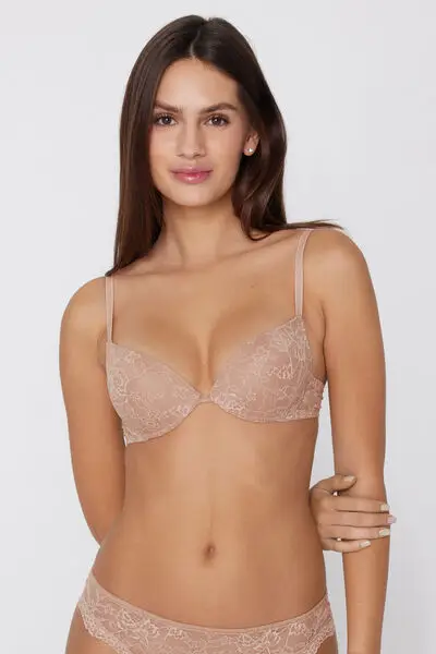 Reggiseno Super Push-up in Pizzo Riciclato Los Angeles Donna Naturale miniatura 2