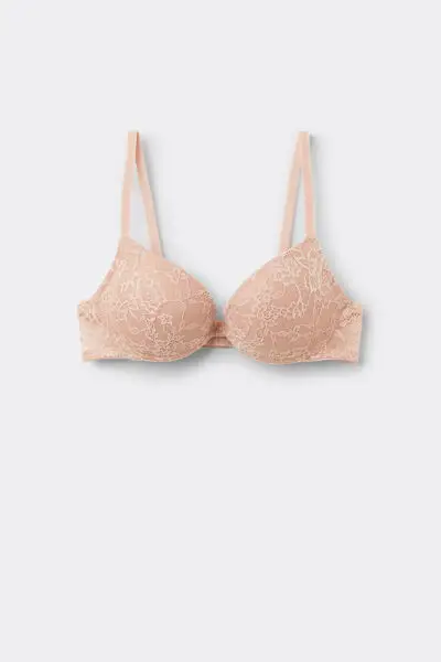 Reggiseno Super Push-up in Pizzo Riciclato Los Angeles Donna Naturale