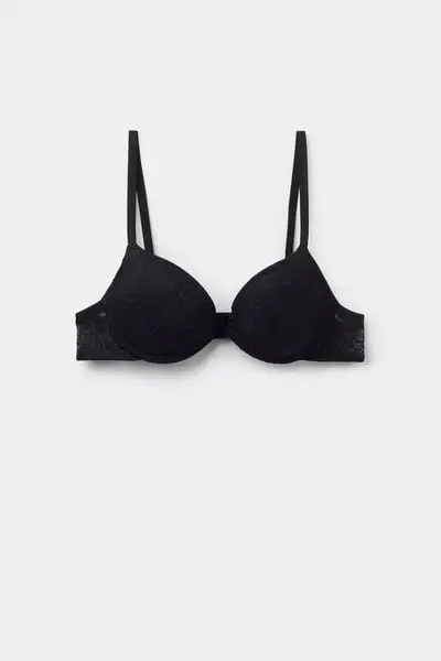 Reggiseno Super Push-up in Pizzo Riciclato Los Angeles Donna Nero