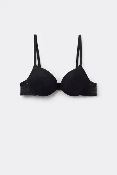 Reggiseno Super Push-up in Pizzo Riciclato Los Angeles Donna Nero