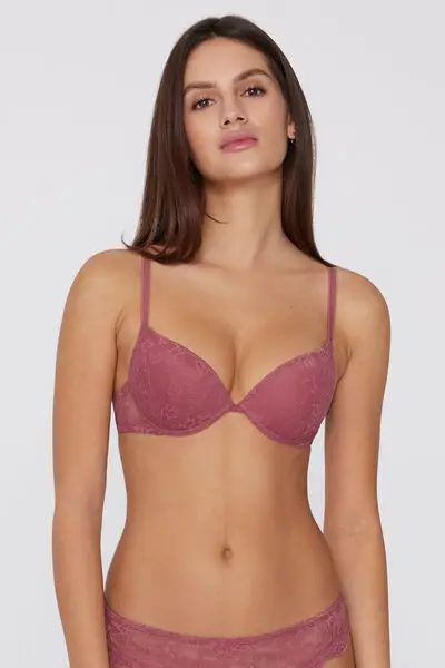 Tezenis Reggiseno Super Push-up in Pizzo Riciclato Rosa Donna miniatura 2