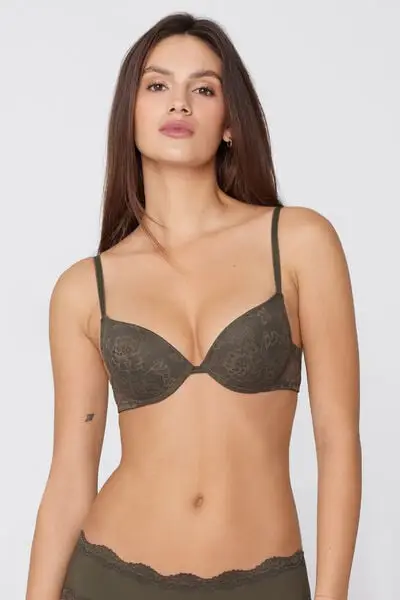 Reggiseno Super Push-up in Pizzo Riciclato Los Angeles Donna Verde miniatura 2