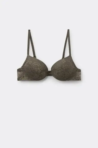 Reggiseno Super Push-up in Pizzo Riciclato Los Angeles Donna Verde