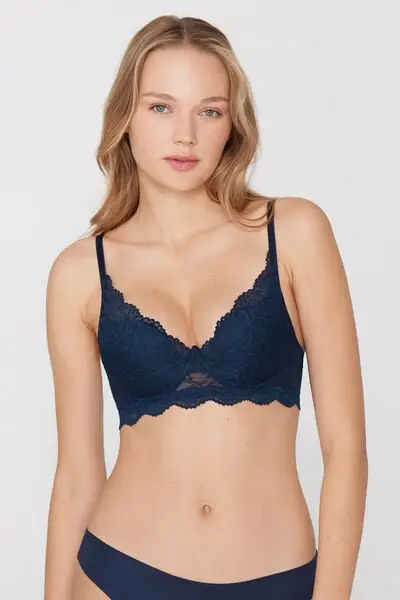 Reggiseno Super Push-up in Pizzo Riciclato Malibù Donna Blu miniatura 2