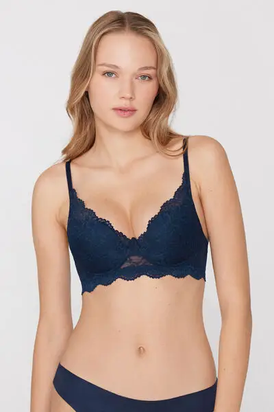 Reggiseno Super Push-up in Pizzo Riciclato Malibù Donna Blu miniatura 2