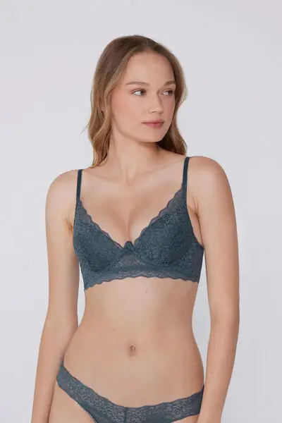 Reggiseno Super Push-up in Pizzo Riciclato Malibù Donna Grigio Scuro miniatura 2